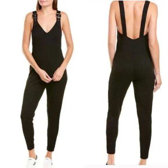 WeWoreWhat Black Ribbed Knit Tapered Jumpsuit Size S - Picture 7 of 7
